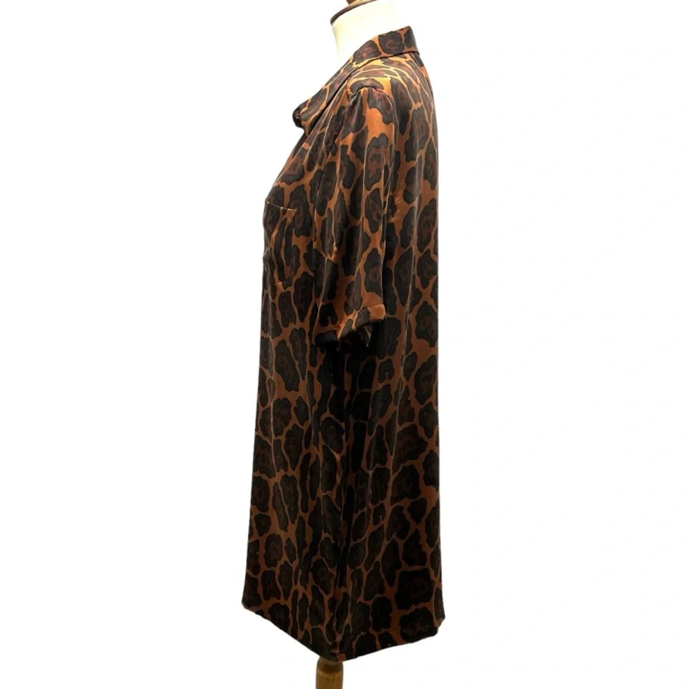 Equipment Femme Silk Animal Print Short Sleeve Shirt Dress Women’s Large - Picture 4 of 13